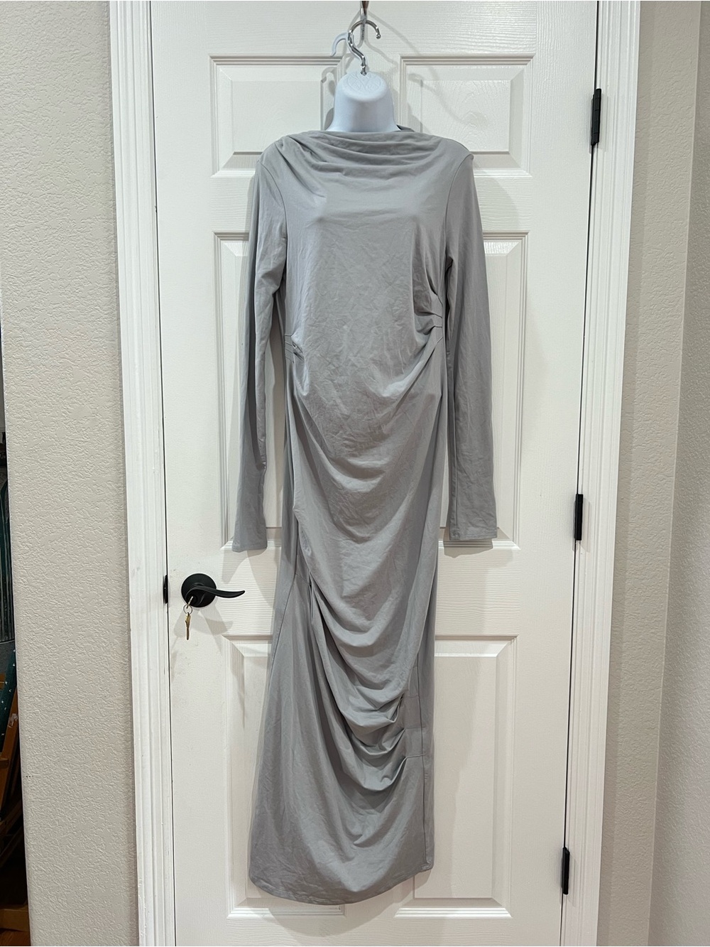 NWT The Line by K Asher Dress - Silver Grey - Size Large - Long Sleeve Maxi